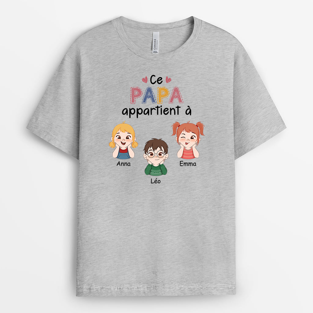 3452AFR1 ce papy appartient aux petits enfants mignons version coloree t shirt personnalise pour papy_1