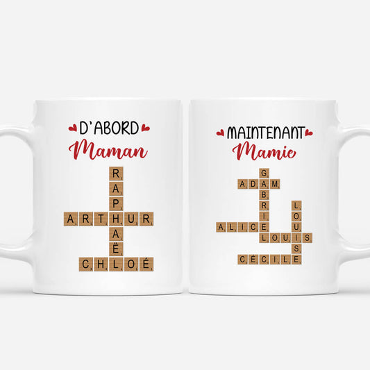 3454MFR1 dabord maman maintenant mamie avec mots croises mug sur mesure pour mamie