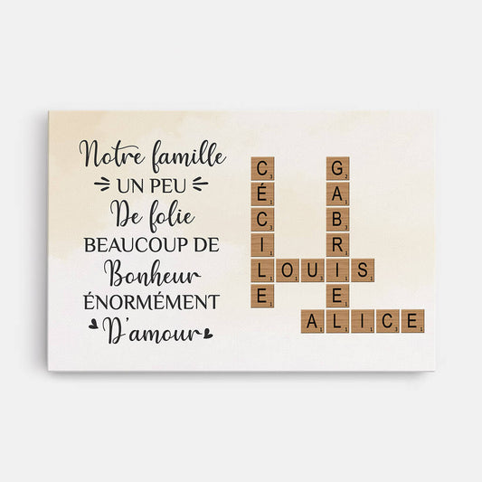 3455CFR1 famille beaucoup damour sur fond de ciel avec mots croises toile famille personnalisable