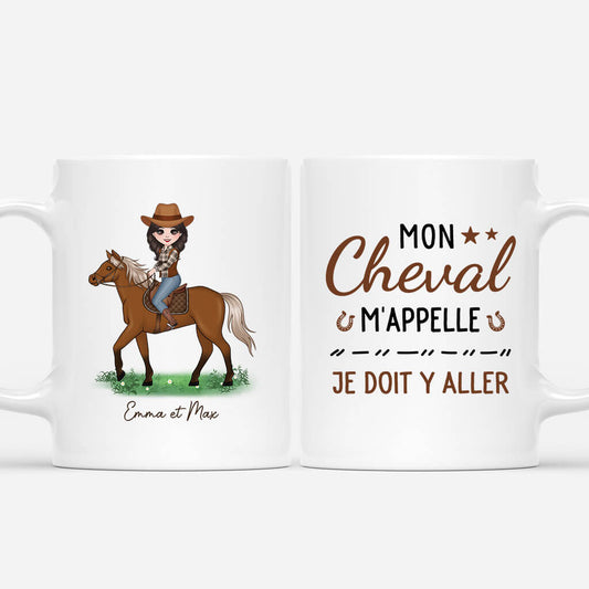 3464MFR1 mon cheval mappelle version femme avec mots croises mug personnalise avec animaux