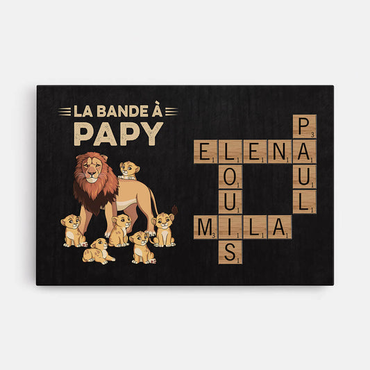 3466CFR1 la bande a papa lion avec mots croises toile pour papa personnalisee