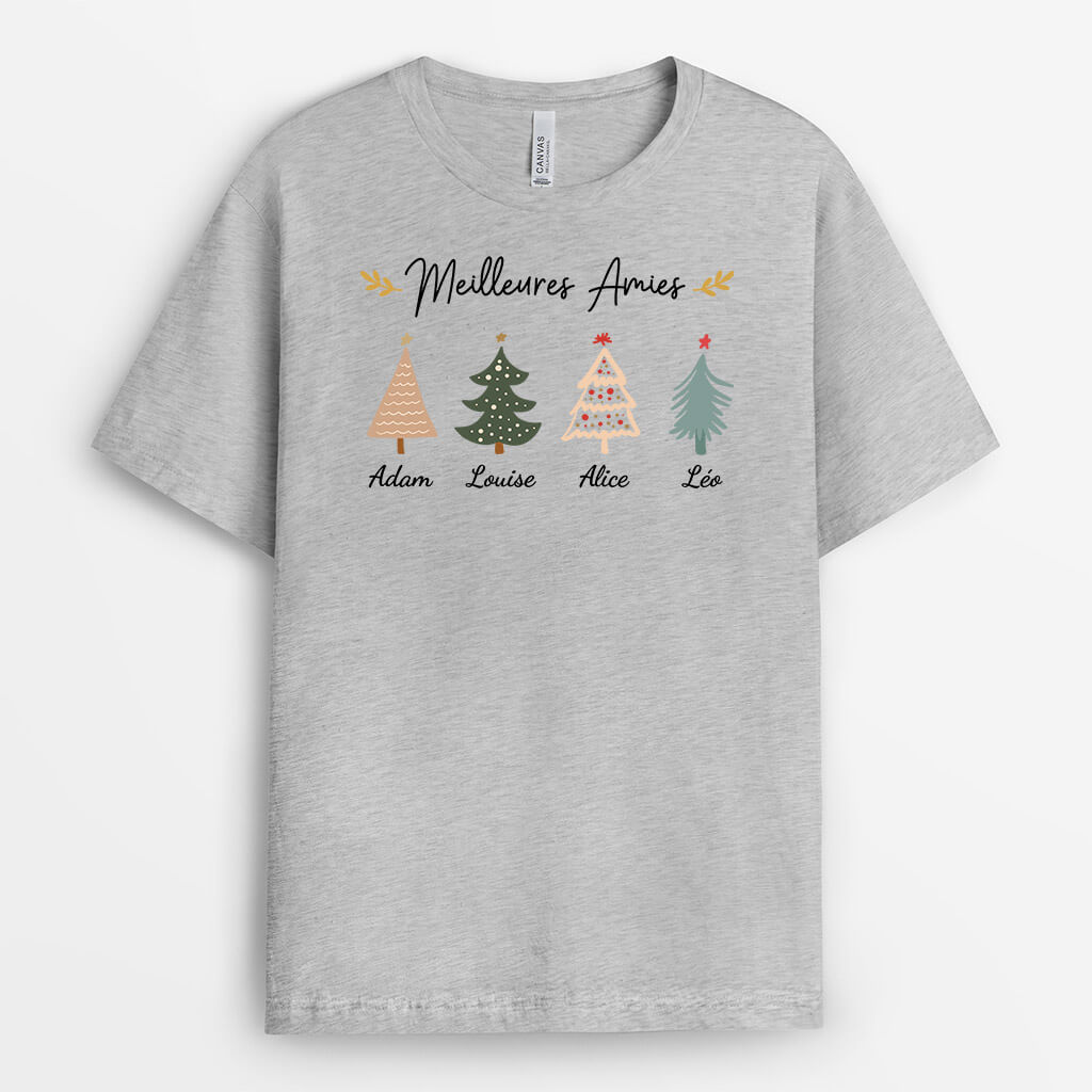 3472AFR2 soeurs avec les sapins de noel t shirt personnalise noel pour soeur