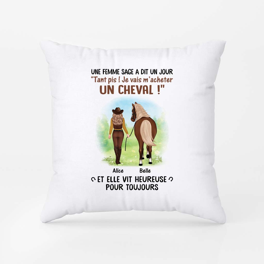 3480PFR1 coussin personnalise une femme sage et son cheval 3480p5q7u