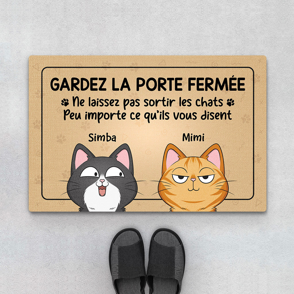 3485DFR1 ne laissez pas sortir les chats espiegles tapis chat personnalise