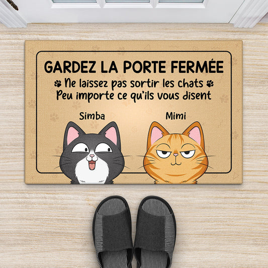 3485DFR2 ne laissez pas sortir les chats espiegles tapis chat personnalise