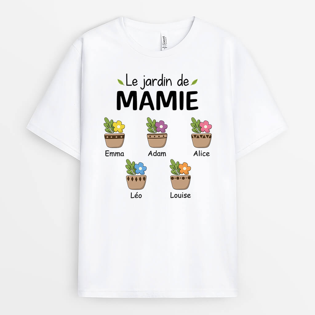 3491AFR1 le jardin de mamie version dessin colore tee shirt mamie personnalise
