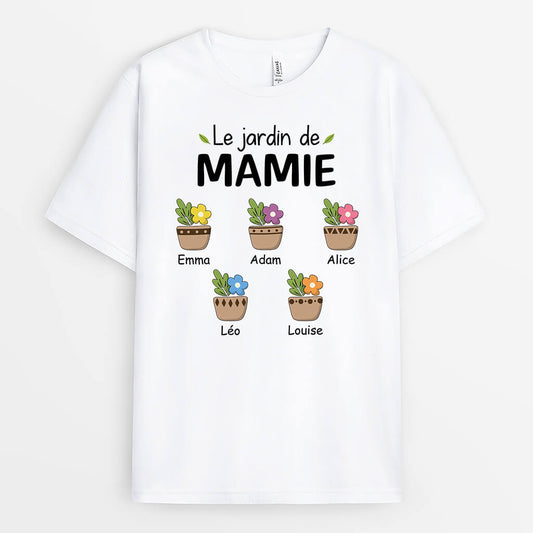 3491AFR1 le jardin de mamie version dessin colore tee shirt mamie personnalise