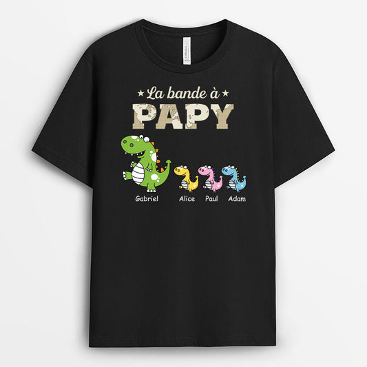 3499AFR1 la bande a papy dinosaure version carte t shirt personnalise pour papy