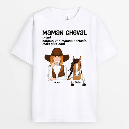 3506AFR1 maman cheval plus cool t shirt pour femme personnalise