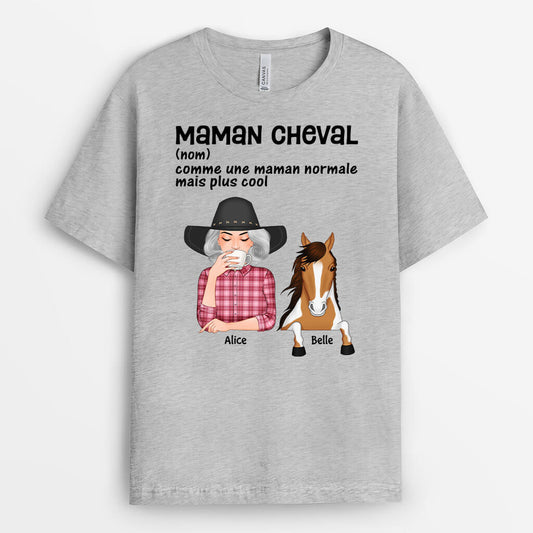 3506AFR2 maman cheval plus cool t shirt pour femme personnalise