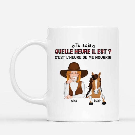 3507MFR1 cest lheure de nourrir les chevaux mug femme personnalise