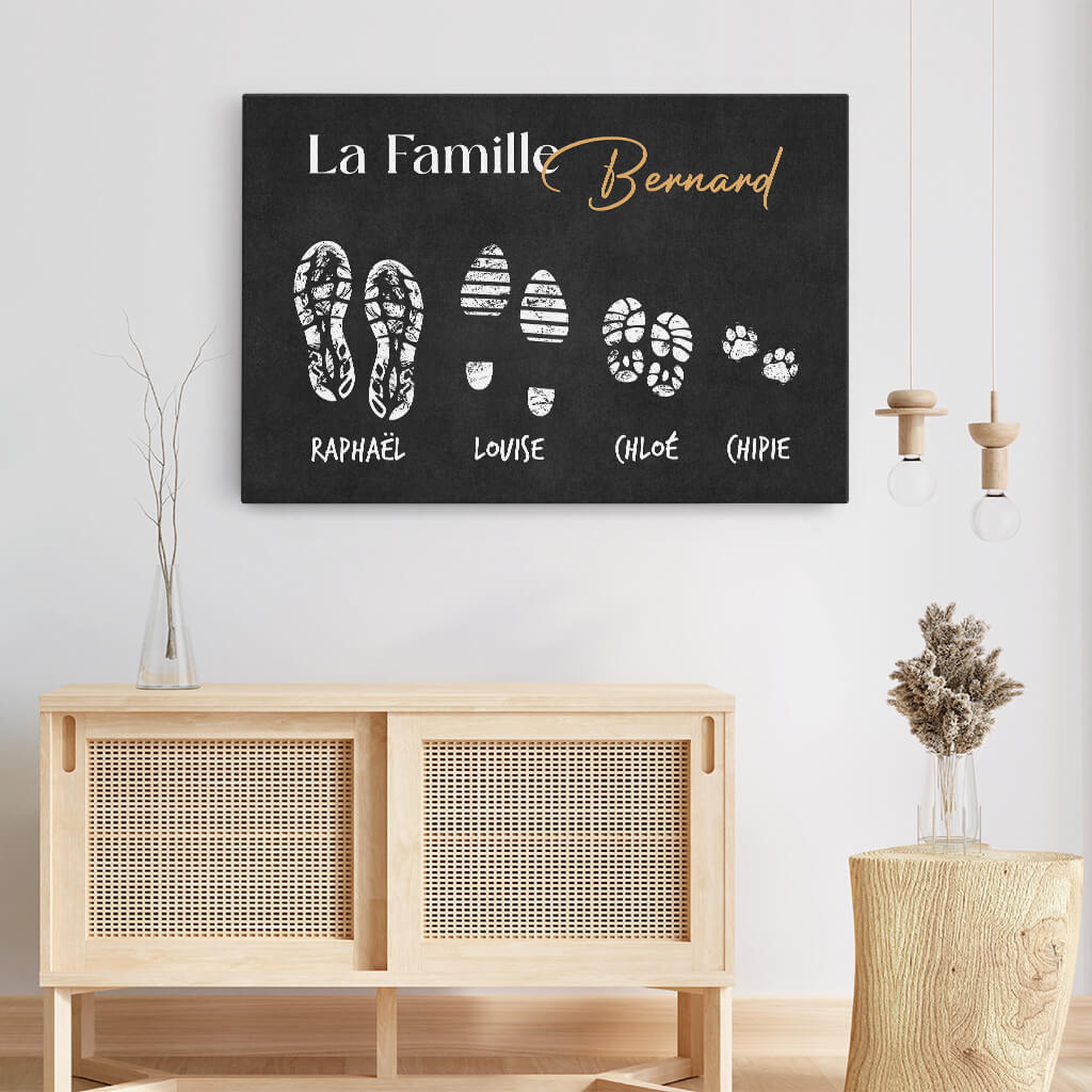 3521CFR3 la famille avec empreintes toile personnalisable pour famille