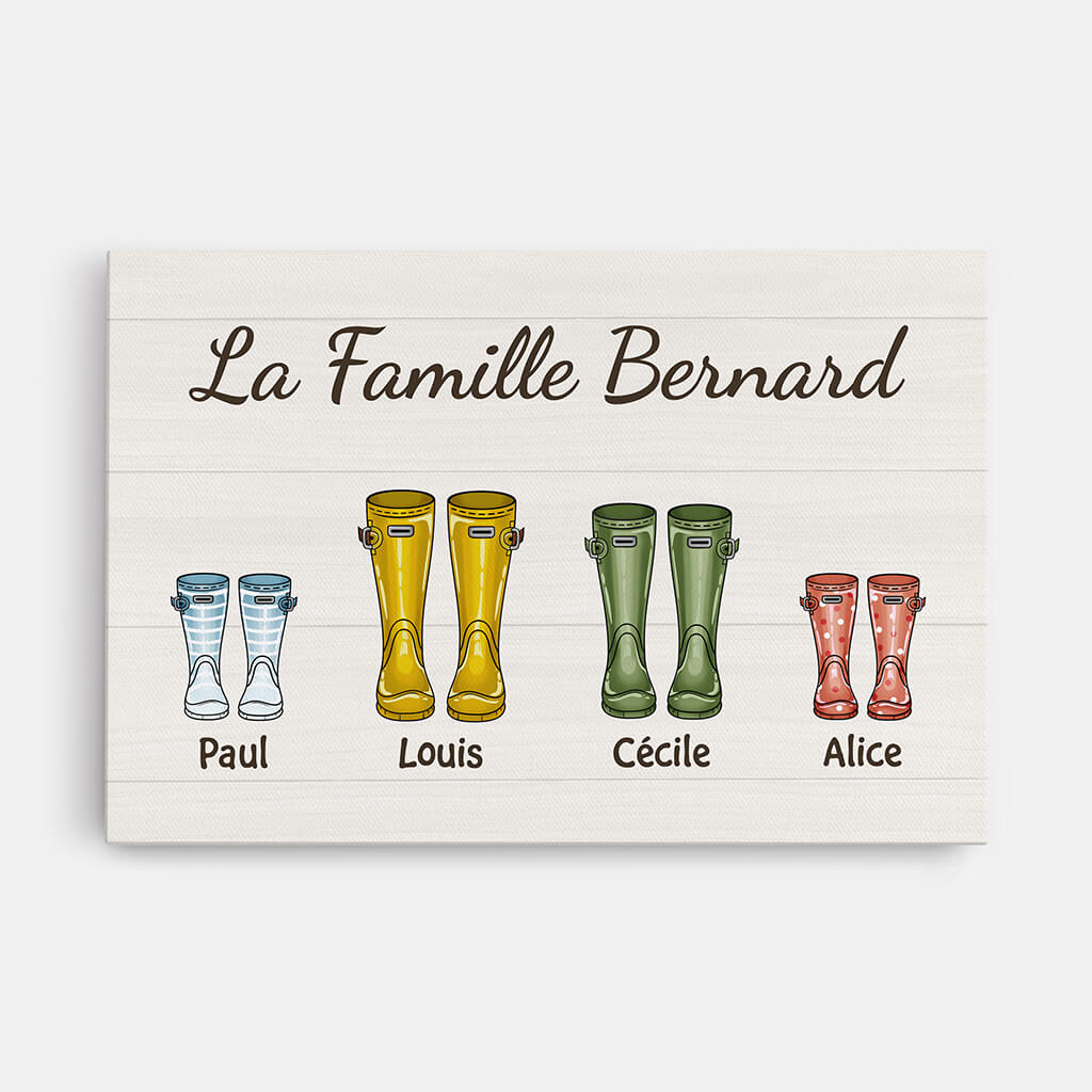 3523CFR1 la famille version bottes colorees toile personnalisee famille