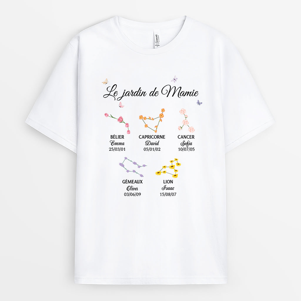 3537AFR1 jardin de mamie version zodiaque t shirt personnalise pour mamie