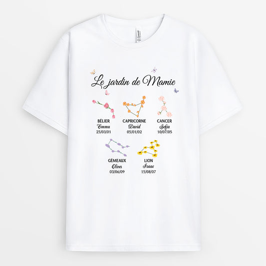 3537AFR1 jardin de mamie version zodiaque t shirt personnalise pour mamie