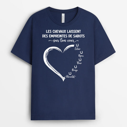 3538AFR2 les chevaux laissent des empreintes de sabots sur ton coeur t shirt personnalise cheval