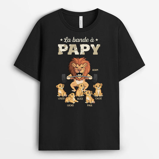 3551AFR1 la bande a papy version lion halterophile t shirt grand pere