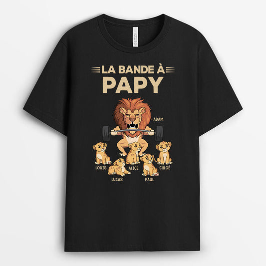 3552AFR1 la bande a papy lion avec halteres tee shirt papy personnalise