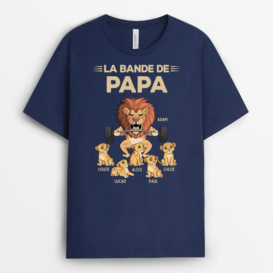 3552AFR2 la bande a papy lion avec halteres tee shirt papy personnalise