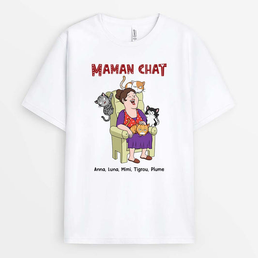 3557AFR1 maman papa chat hilarant tee shirt personnalise chat
