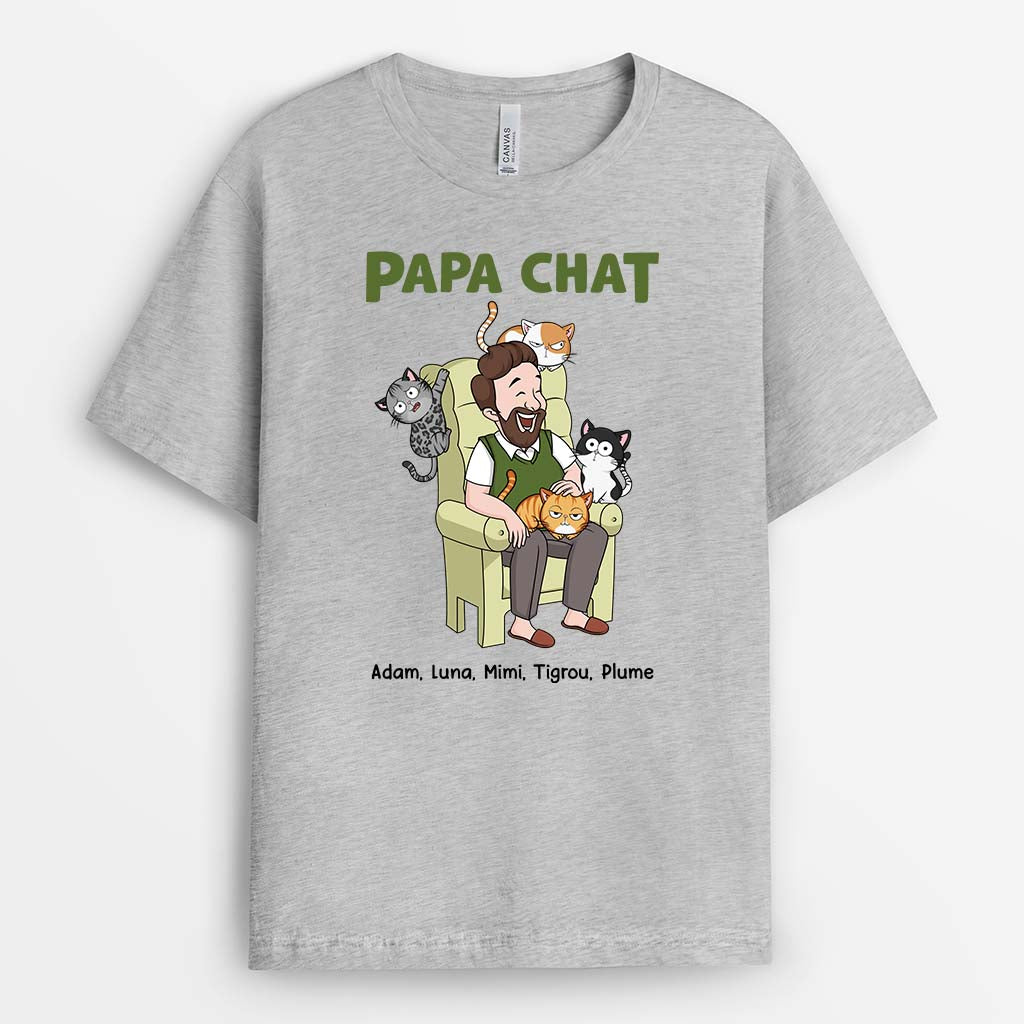 3557AFR2 maman papa chat hilarant tee shirt personnalise chat