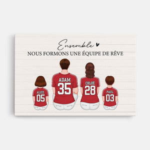 Toile Personnalisée 'Nous Formons Une Famille' Style Vintage Mots Croisés - Plusieurs Tailles (30x20cm à 120x80cm) - Ajoute Tes Prénoms - Cadeau Famille Personnalisé