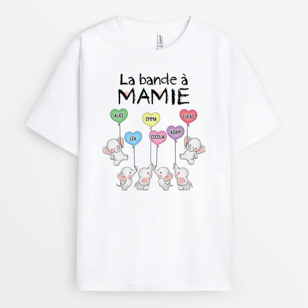 3562AFR1 la bande a mamie elephant avec ballons colores tee shirt mamie personnalise