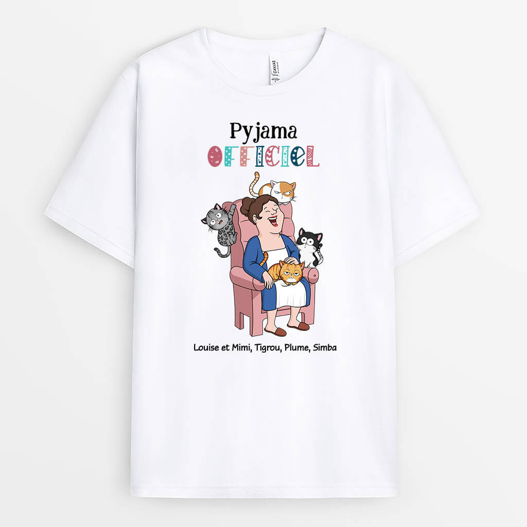 3583AFR1 pyjama officiel version chats hilarants tee shirt personnalise chat