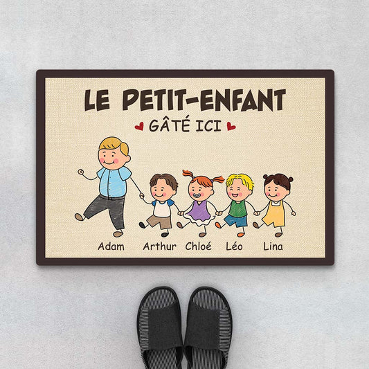 3586DFR1 les petits enfants gates ici version dessin crayon paillasson pour papy personnalise