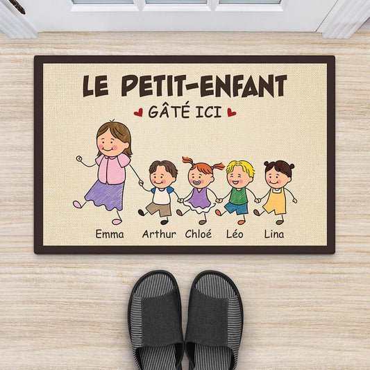 3586DFR2 les petits enfants gates ici version dessin crayon paillasson pour papy personnalise