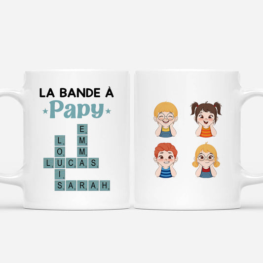 3588MFR1 la bande a papy version bleue avec mots croises mug pour papy personnalise