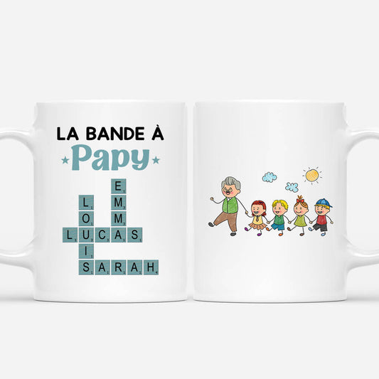 3589MFR1 la bande a papy version dessin crayon avec mots croises mug papy personnalise