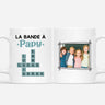 3590MFR1 la bande a papy version bleue avec photo et mots croises mug pour papy personnalise