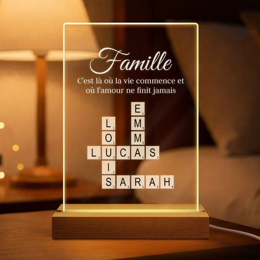3591LFR1 ou amour ne finit jamais veilleuse personnalisee mot croise famille 3591l8q5i