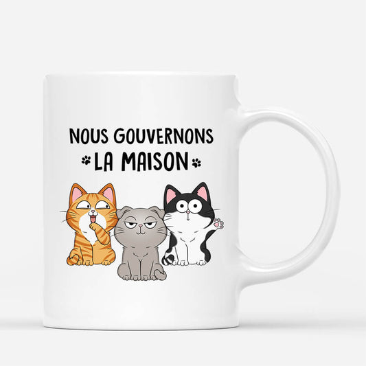 3594MFR2 nous gouvernons la maison avec mots croises mug personnalise avec chat