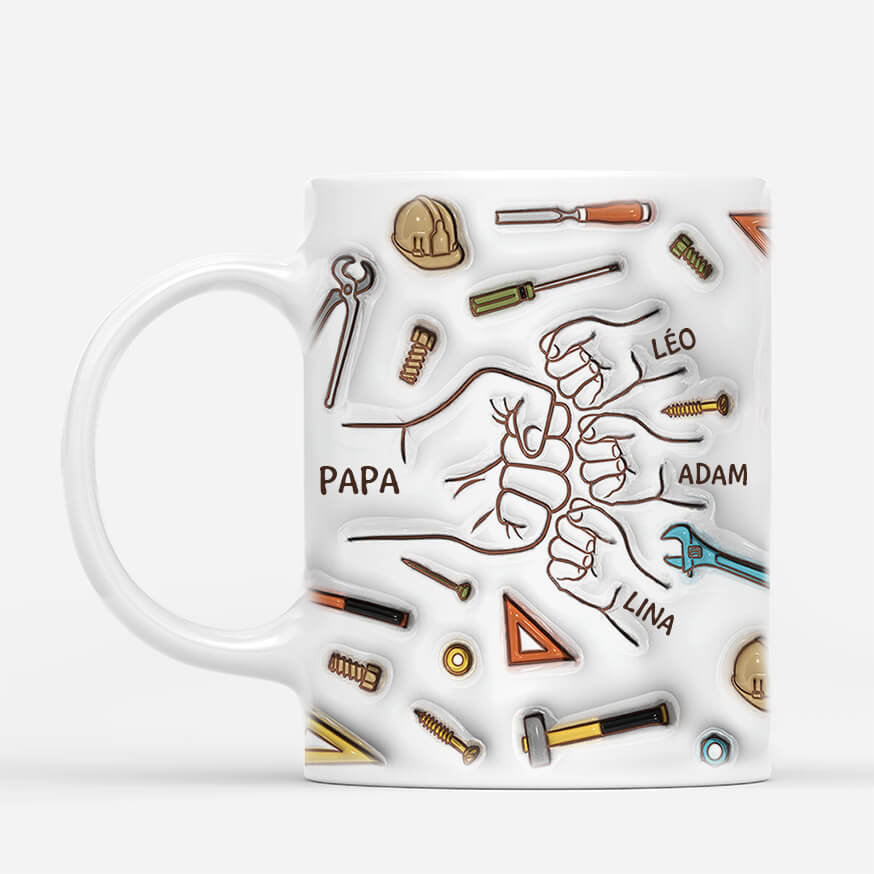 3611MFR2 papy bricolage avec bosses de poing 3d mug personnalise pour papy