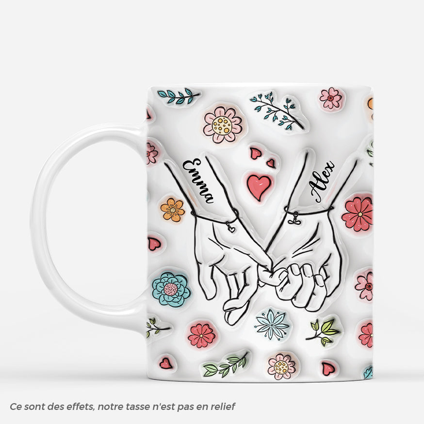 3618MFR1 un couple croise les petits doigts avec fleurs colorees 3d mug couple personnalise_9efcbefc b4ae 4899 a6a5 b8938afeed3e