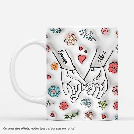3618MFR1 un couple croise les petits doigts avec fleurs colorees 3d mug couple personnalise_9efcbefc b4ae 4899 a6a5 b8938afeed3e