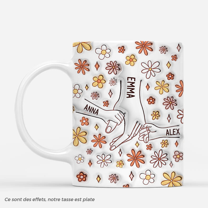 3637MFR1 maman tenant les mains avec fleurs version automne mug maman personnalise