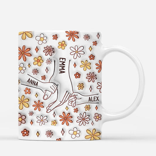 3637MFR2 maman tenant les mains avec fleurs version automne mug maman personnalise