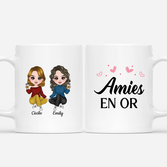 3641MFR1 amies en or version mignonne tasse personnalisee pour meilleure amie