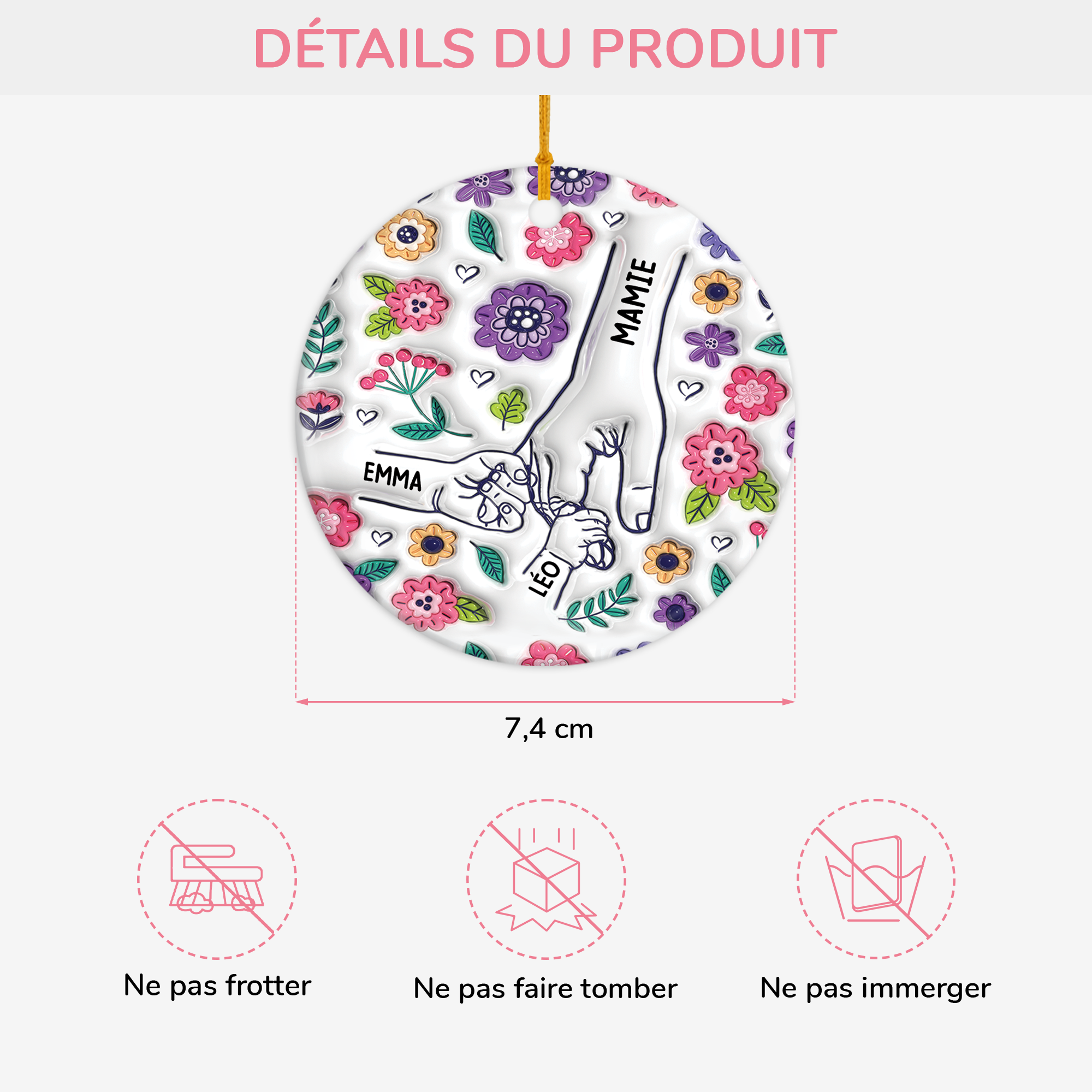 3644OFR3 ornement ceramique personnalise pour mamie avec jolies fleurs 3d 3644o8t5a_38508c35 8607 482b 8ebb feace7e0a152