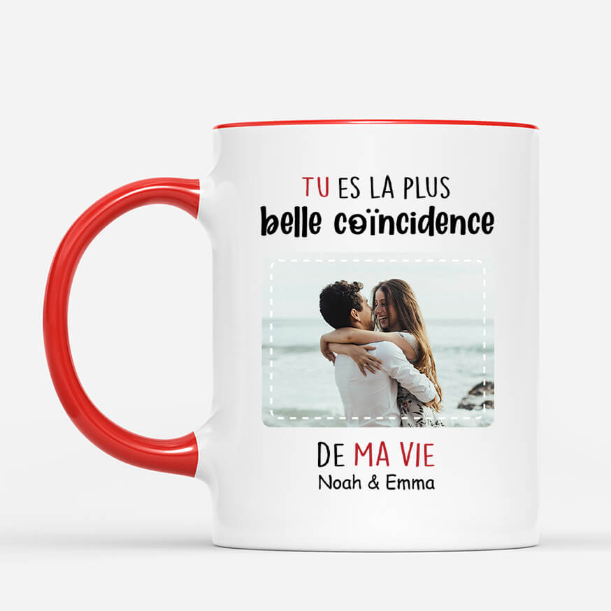 3662MFR2 tu es la plus belle coincidence de ma vie avec photo mug personnalise pour couple