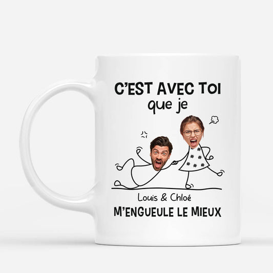 3667MFR1 cest avec toi que je mengueule le mieux avec visages tasse personnalisee couple