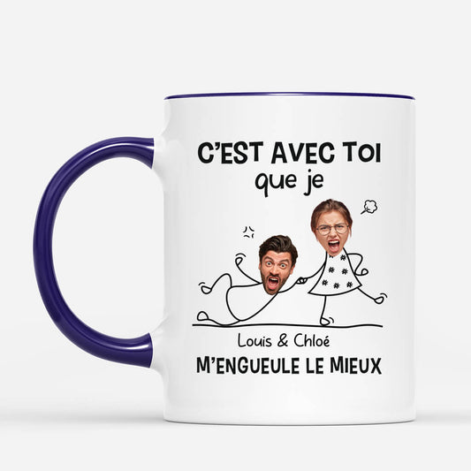 3667MFR2 cest avec toi que je mengueule le mieux avec visages tasse personnalisee couple