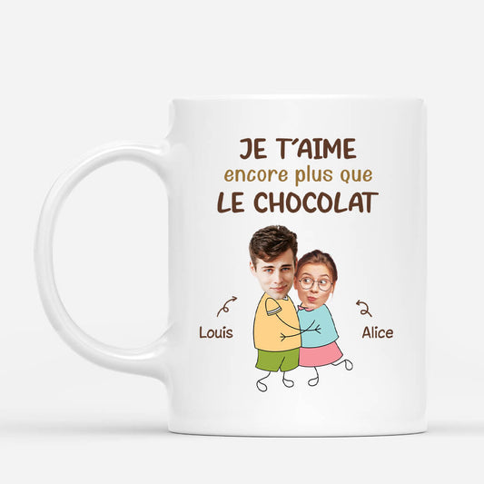 3669MFR1 je taime encore plus que le chocolat avec visages tasse couple personnalisable