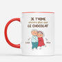 3669MFR2 je taime encore plus que le chocolat avec visages tasse couple personnalisable