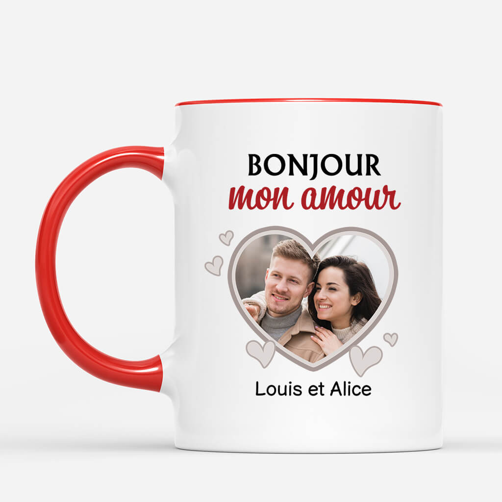 3670MFR2 bonjour mon amour avec photo avec photo tasse personnalisable couple