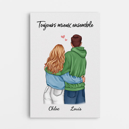 3683CFR1 toujours mieux ensemble version tourner le dos toile personnalisable pour couple