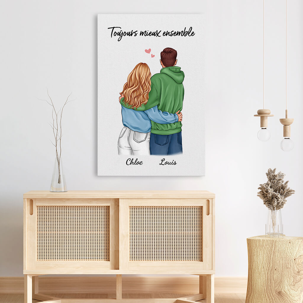 3683CFR3 toujours mieux ensemble version tourner le dos toile personnalisable pour couple